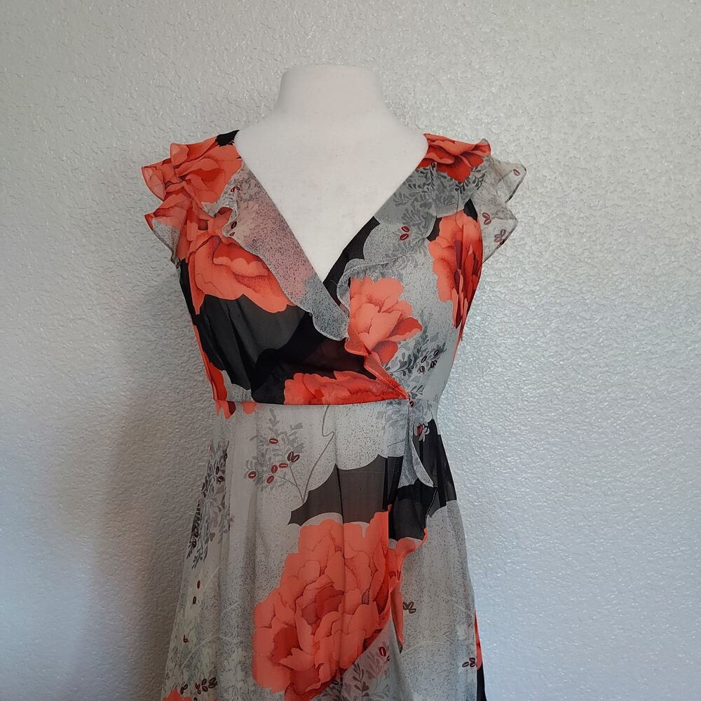Moulinette Soeurs Sheer Coral Silk Spring Dress Size 6 - Picture 2 of 12